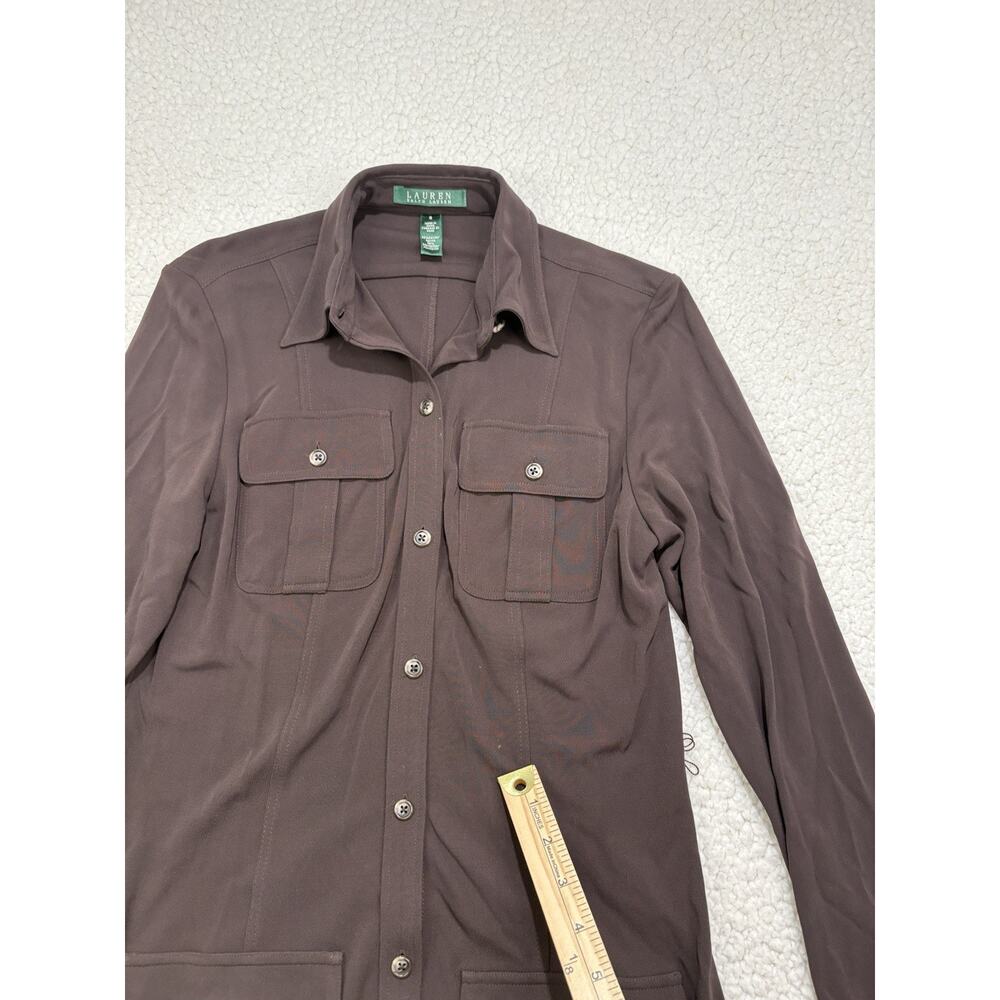 Lauren Ralph Lauren Shirt Dress Women's S Chocolate Brown Safari Utility Midi - Picture 4 of 9